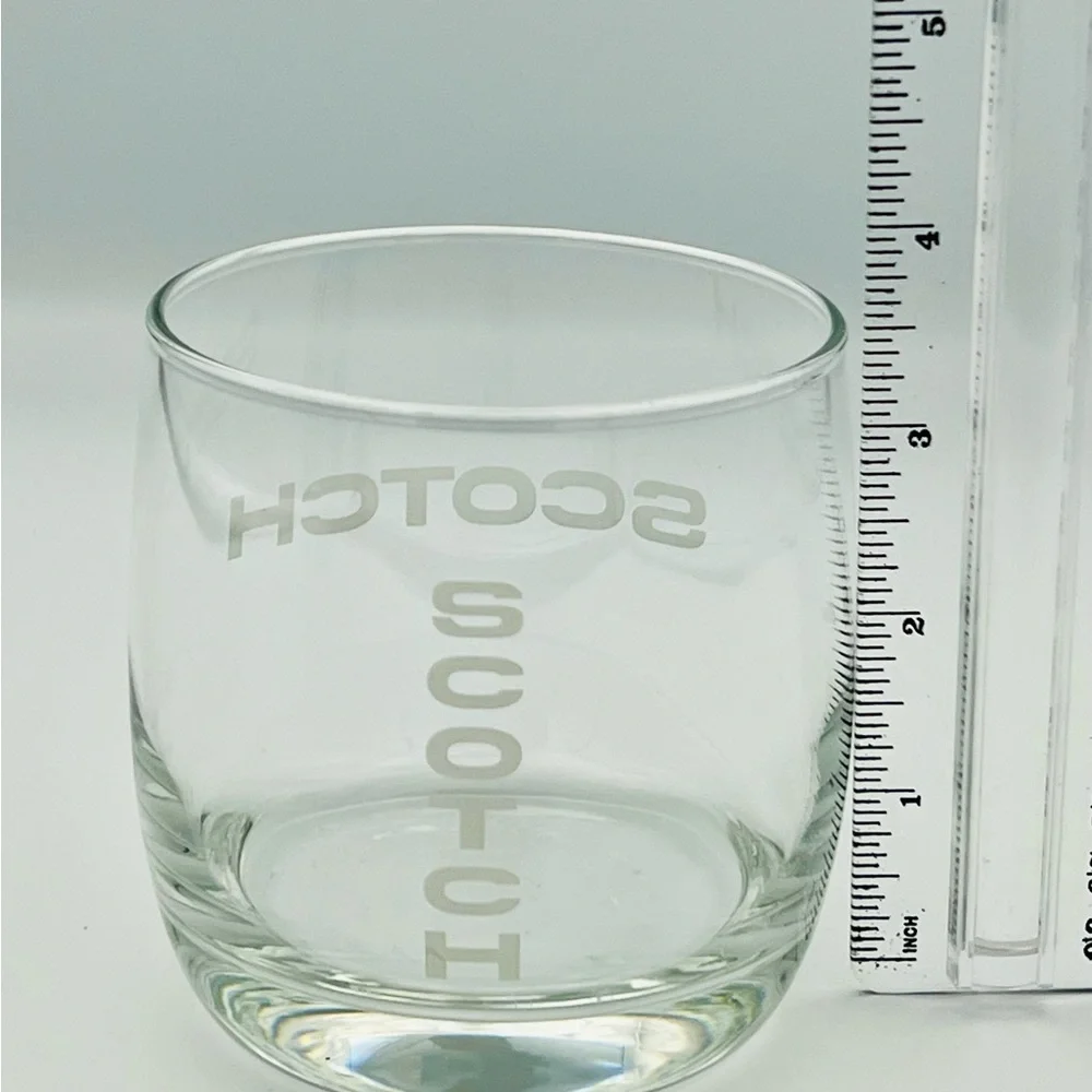 SCOTCH Etched Rocks Glass Clear Lowball Whiskey Tumbler‎ 3.5 Inch Barware
